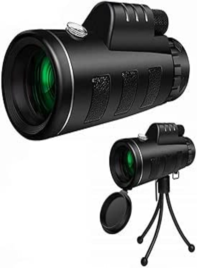 40X60 Monocular Telescope HD Night Vision Prism Scope With Phone Clip Tripod Stand